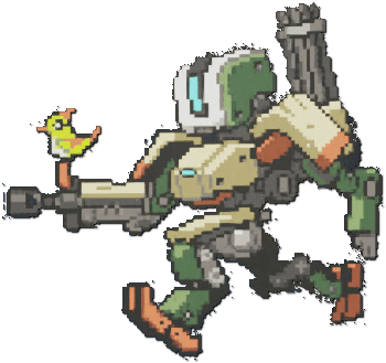 The Reinhardts Must Have Reduced Cooldowns, Quicker - Overwatch Bastion Pixel Spray (401x389), Png Download