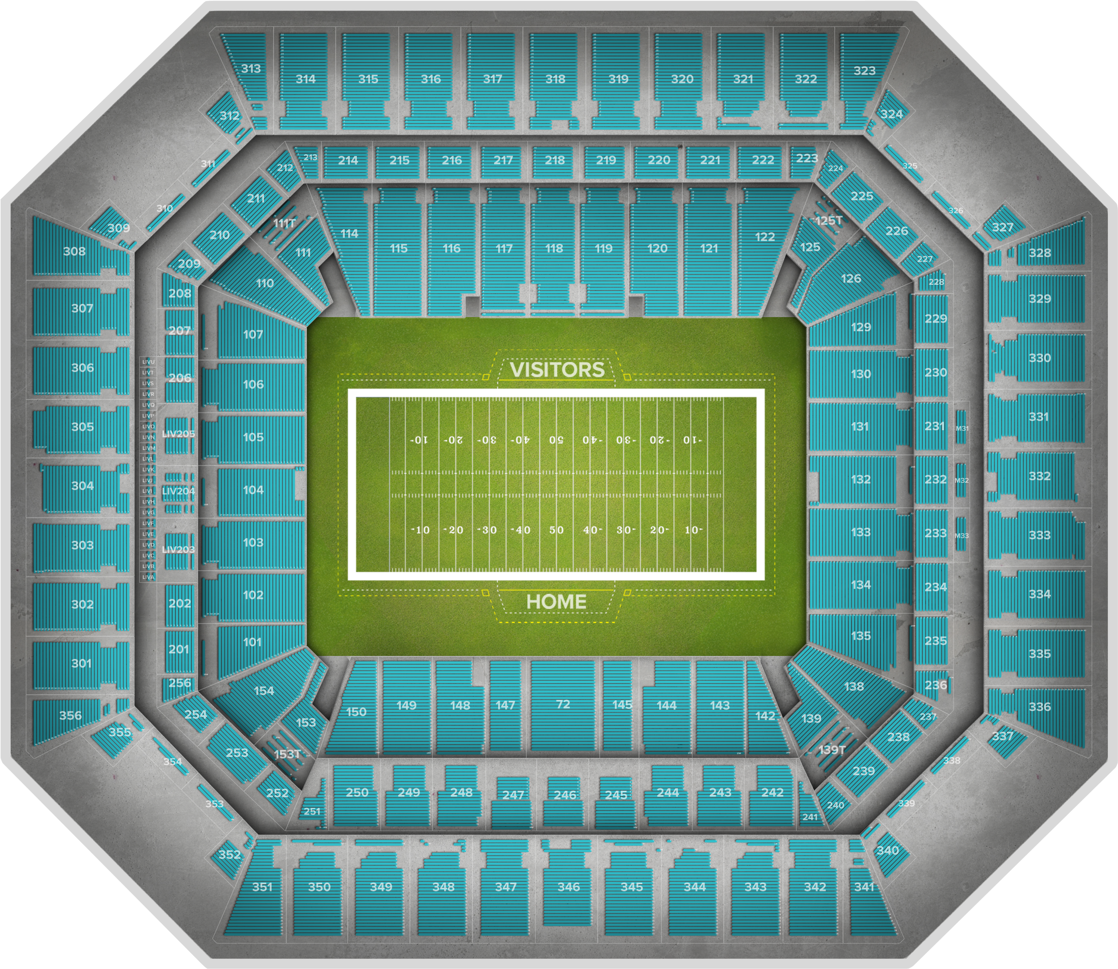 Hard Rock Stadium Section 327 (2560x1936), Png Download