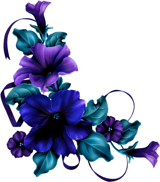 Фото, Автор Svetlera На Яндекс - Corner Flowers Blue Png (531x600), Png Download