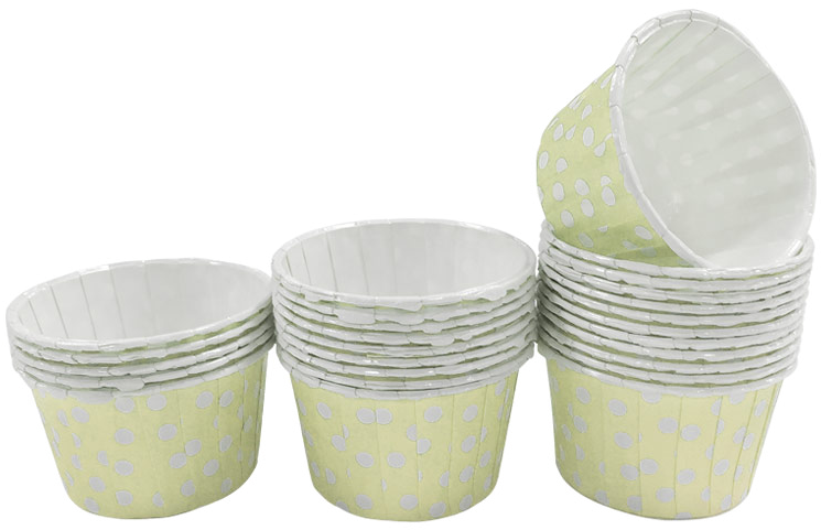Pale Yellow With White Polka Dot Mini Cupcake Paper - Cup (760x760), Png Download