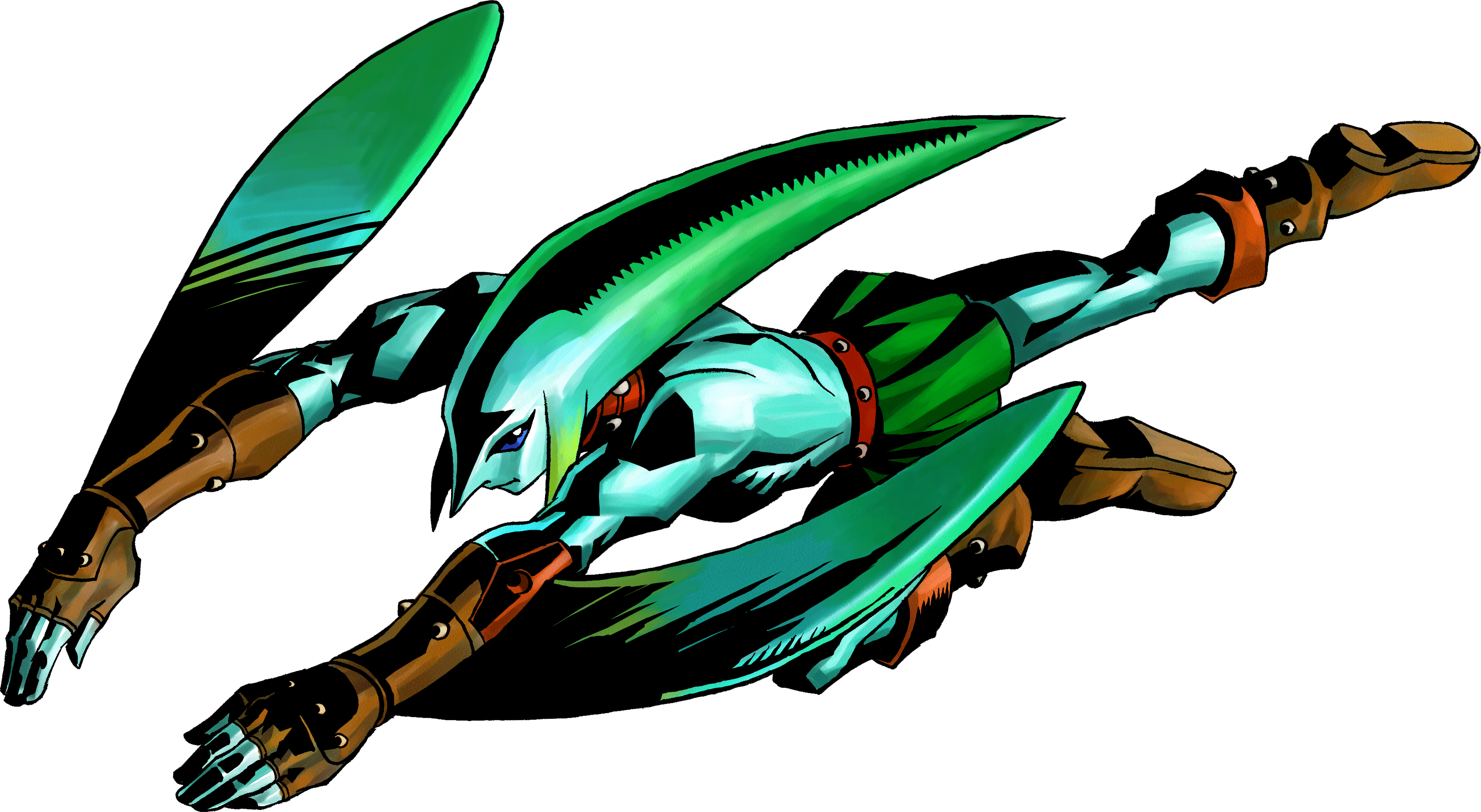 Zora Link - Link Zora Zelda Majora's Mask (3388x1858), Png Download