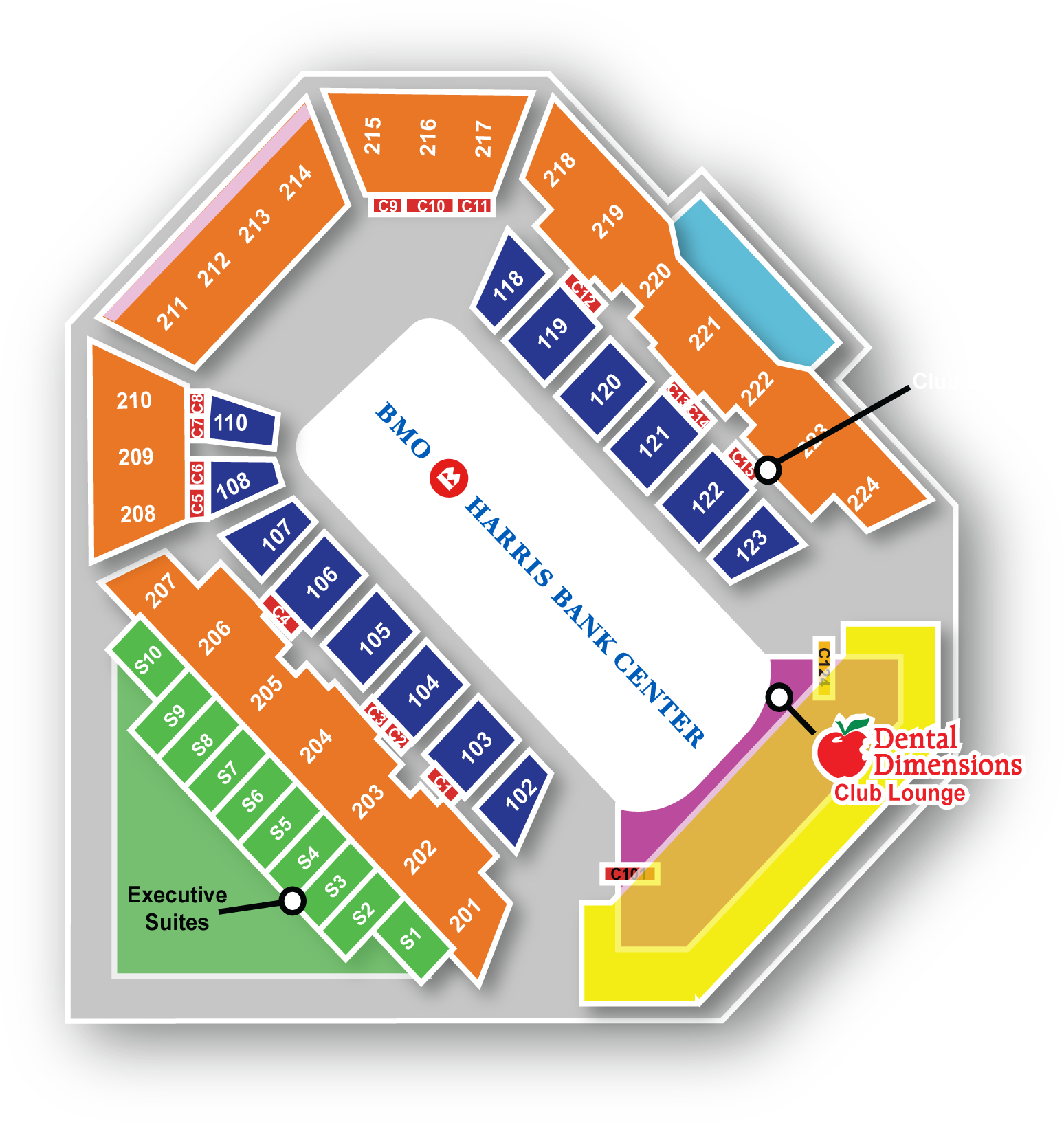 2016 Bmo Map - Bmo Harris Bank Center Rockford (1761x1778), Png Download