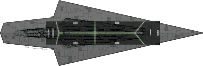 Befitting It's Giant Size, The Ssd Has 6 Weapon Arcs - Star Wars Armada Super Star Destroyer (700x228), Png Download