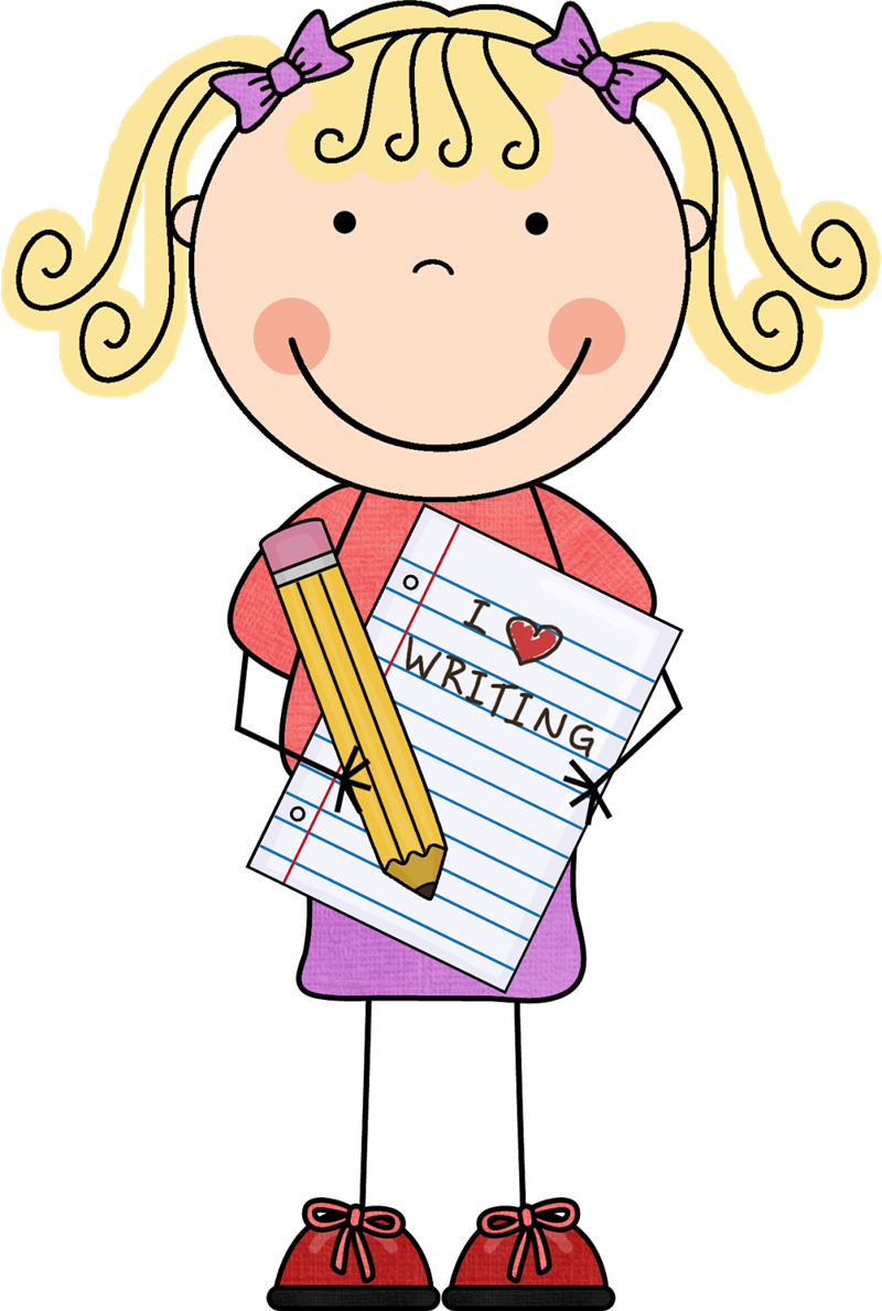 Clarke, Ginger - Clip Art Girl Writing (800x1188), Png Download