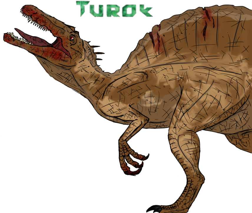 Old Sketch Made New - Turok Spinosaurus (900x721), Png Download