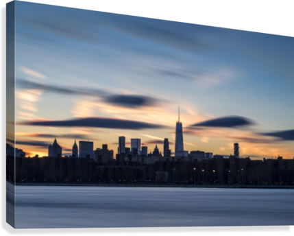 Sunset Over Lower Manhattan And World Trade Center - Brooklyn Bridge (429x344), Png Download