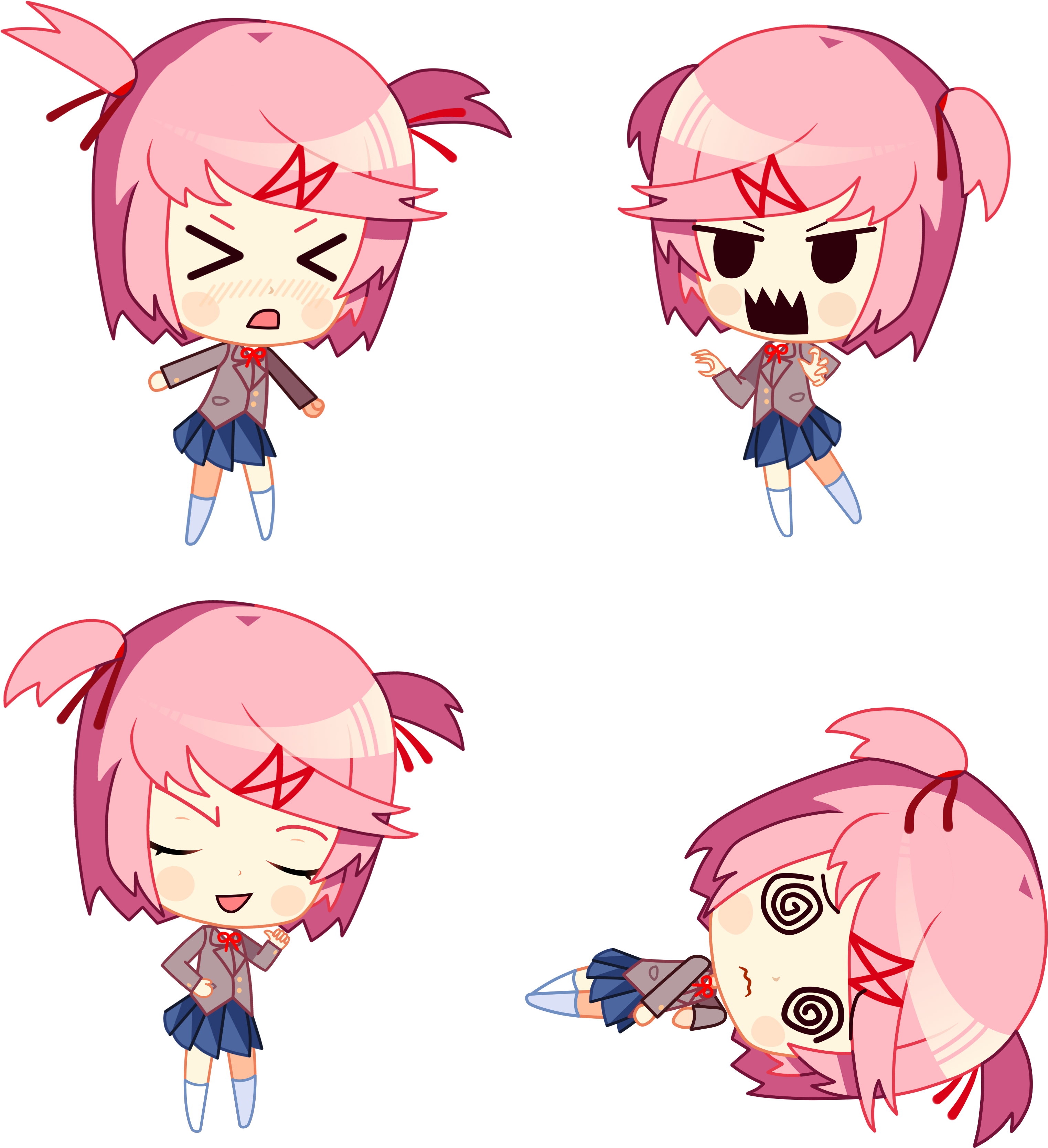 Hd Natsuki Chibis From My Comic - Video Game (3386x3486), Png Download