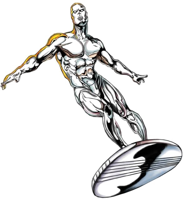 Silver Surfer Png Transparent Image - Comic Silver Surfer (587x640), Png Download