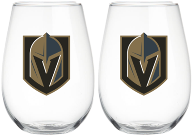 Vegas Golden Knights 2 Pack Stemless Wine Glasses - Fanmats Vegas Golden Knights 4x6 Area Rug (421x480), Png Download
