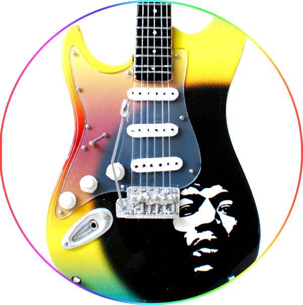 Jimi Hendrix Miniature Guitar Special Edition Selfie, - Jimi Hendrix Art (600x602), Png Download