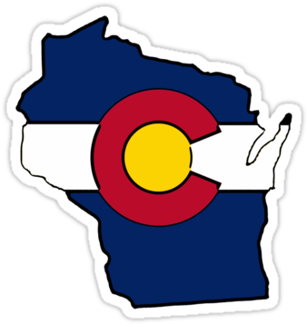 Wisconsin Outline Colorado Flag Stickers By Artisticattitud - Wisconsin Outline Colorado Flag Drinking Glass (375x360), Png Download
