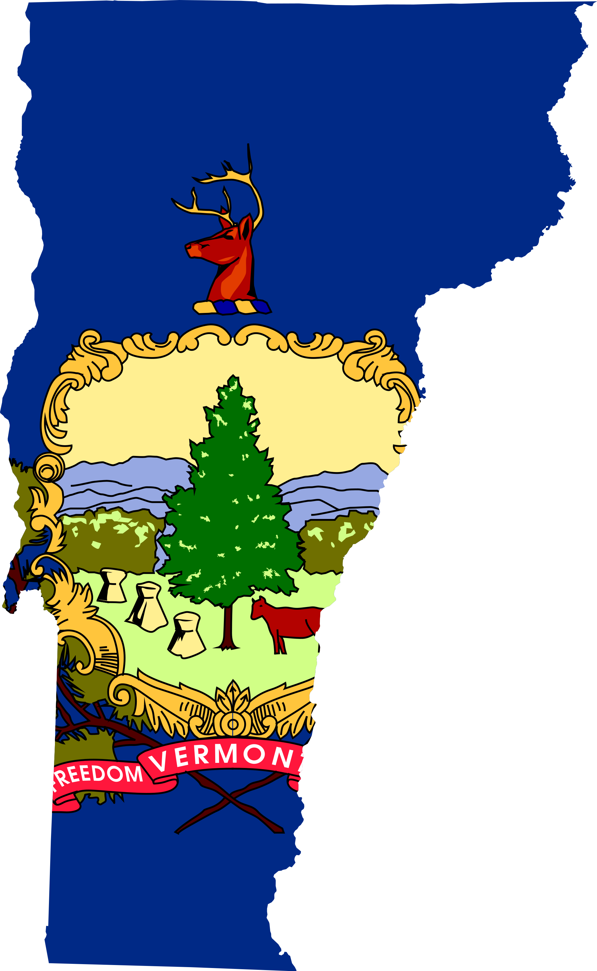 2000px Flag Map Of Vermont - Vermont State Flag Map (2000x3252), Png Download
