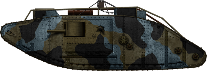 Tank Mk - V - World War 1 Tank Side View (683x236), Png Download
