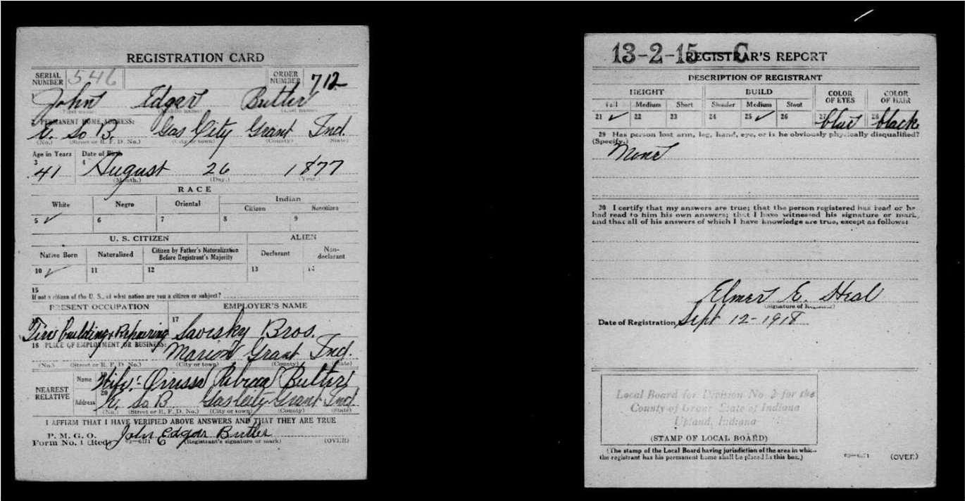 Original Digital Image - Clarence Cecil Cooper Registration Ww1 Iowa (1853x711), Png Download