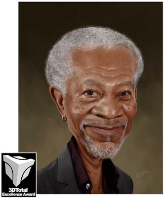 Morgan Freeman Caricature Featuring At 3d Total Ga - Caricature (343x400), Png Download