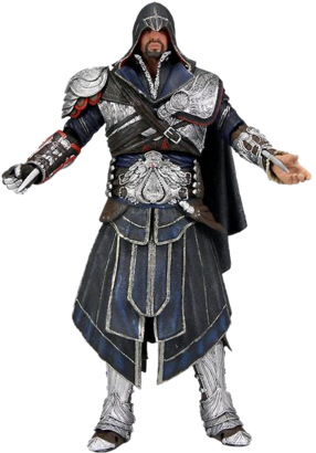 Big Assassin S Creed Brotherhood Ezio 7 Onyx Hooded - Assassins Creed Action Figure Ezio Onyx (342x410), Png Download