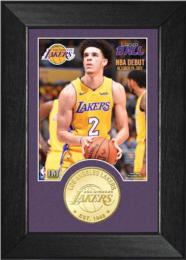 Los Angeles Lakers Lonzo Ball Nba Debut Minted Coin - Logos And Uniforms Of The Los Angeles Lakers (500x667), Png Download