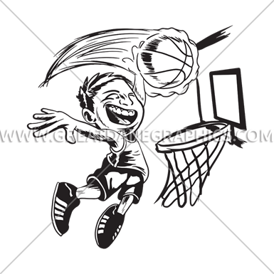 Clip Art Free Library Drawing Basketball Kid Jump Dunk - Kid Dunking Basketball Drawing (385x385), Png Download