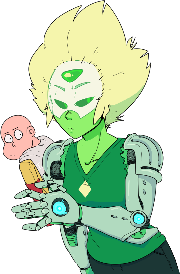 Green Fictional Character Vertebrate Cartoon Mythical - Steven Universe Crossover One Punch Man (714x958), Png Download