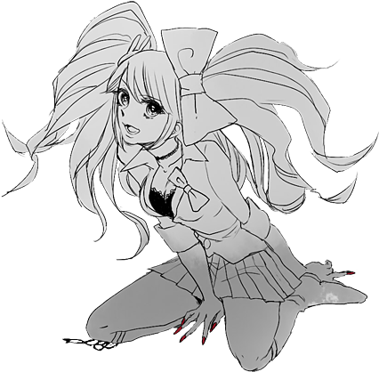 Profile - Junko Enoshima Black And White (480x433), Png Download