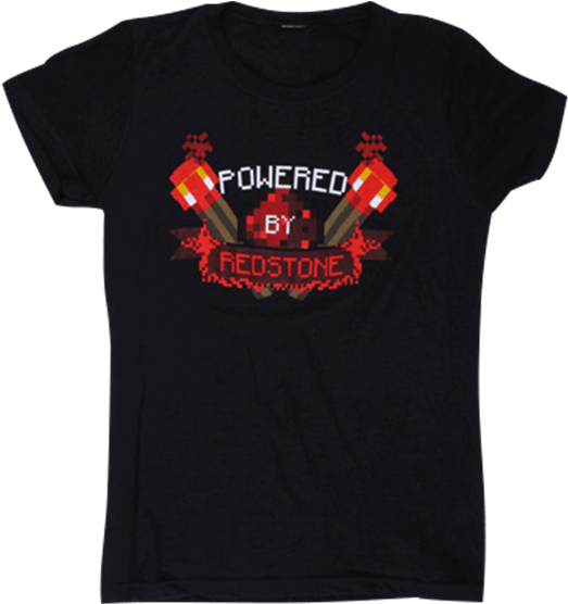Womens Minecraft Powered By Redstone T-shirt - Minecraft Powered By Redstone Adult Premium T-shirt (555x555), Png Download