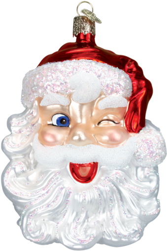 Jolly Winking Santa Face Ornament - Old World Christmas Winking Santa (600x600), Png Download