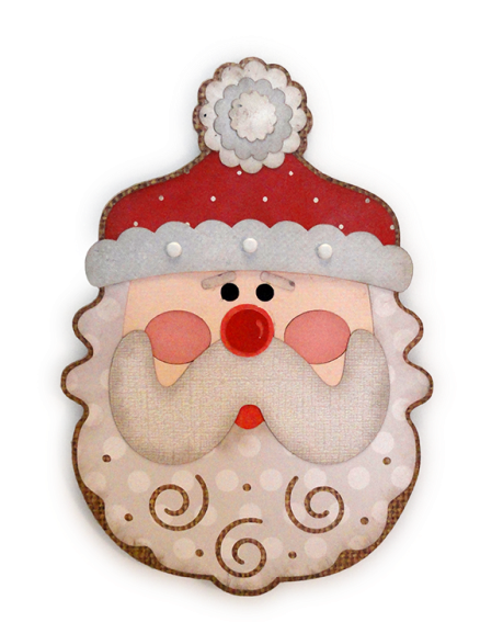 Santa Face Shaped A7 Card - Cartoon (468x600), Png Download