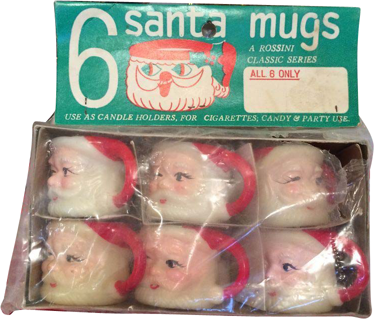 New Old Stock Plastic Rossini Santa Face Mugs - Box (744x744), Png Download