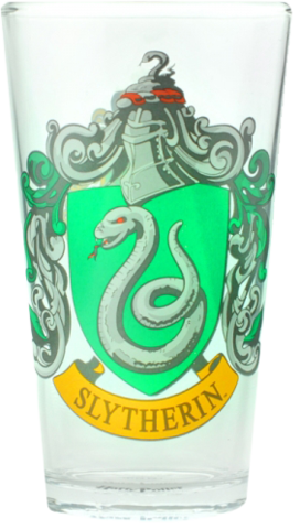 Large Glass Slytherin Crest - Harry Potter - Slytherin Crest Pint Glass Tumbler (272x480), Png Download