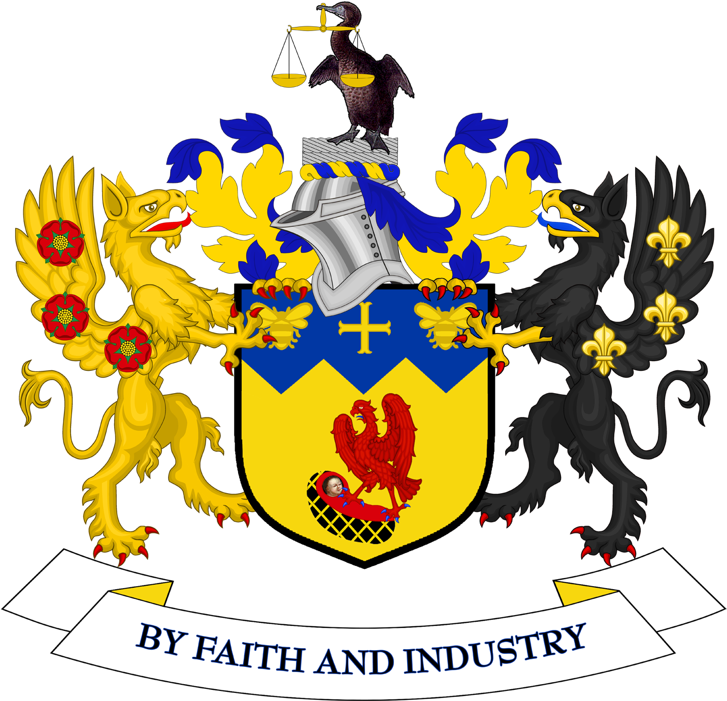 Coat Of Arms Of Knowsley Metropolitan Borough Council - Griffin Coat Of Arm (1500x1479), Png Download