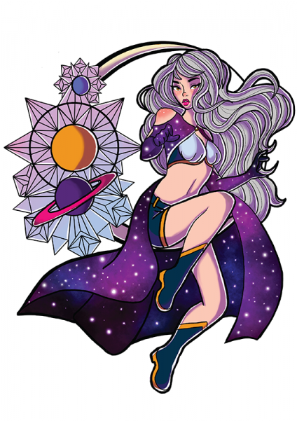 Giclee Galaxy Girl Print - Illustration (600x600), Png Download