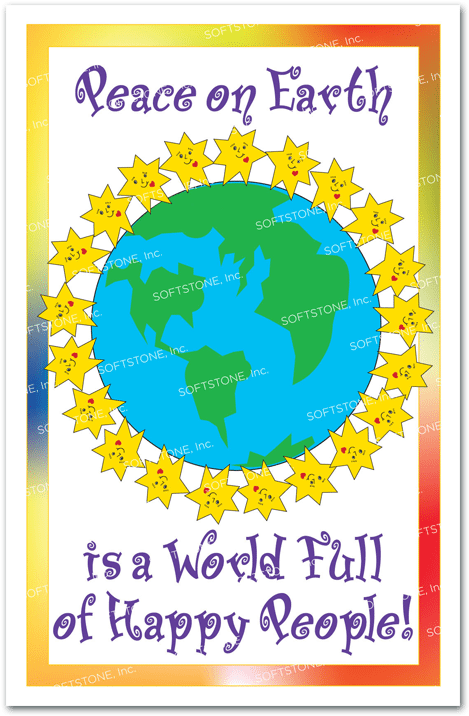 Peace On Earth Is A World Full Of Happy People - Set Of 8 Theme Posters From The Voices Of Cj Program (750x750), Png Download