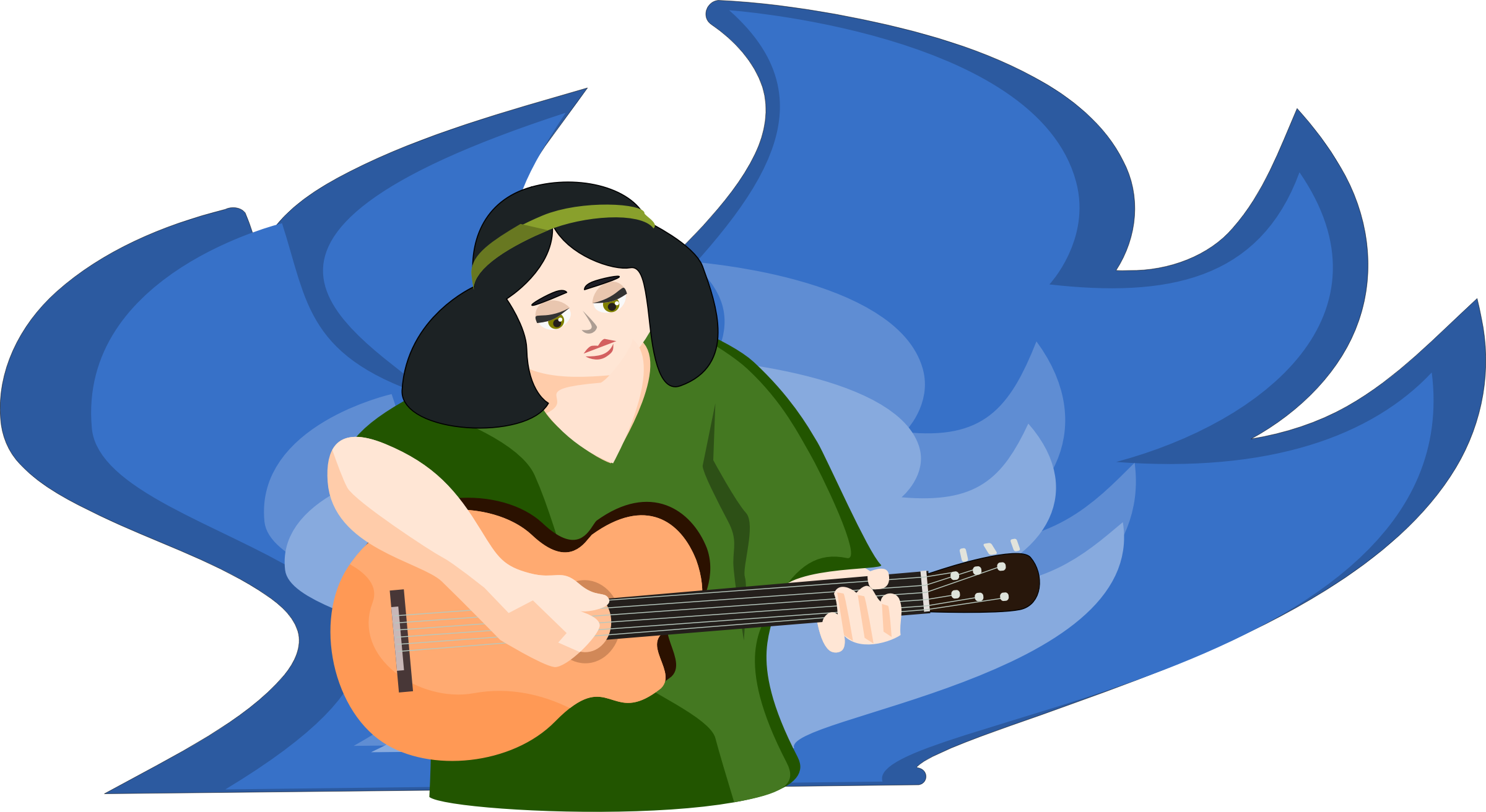 This Free Icons Png Design Of Bard Woman Playing Gitar (2400x1312), Png Download