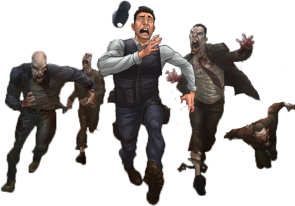 Base Slide - Psd - Zombie Chase Cool Art 32x24 Print Poster (604x448), Png Download