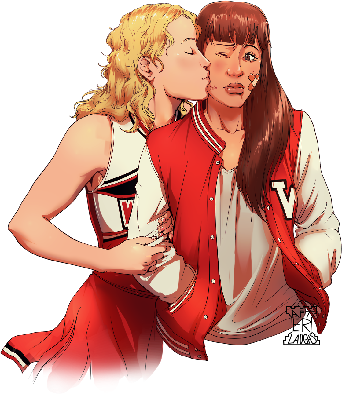 Quinn Fabray X Badass Rachel Commission By Afterlaughter - Rachel Berry Fan Art (1280x1445), Png Download