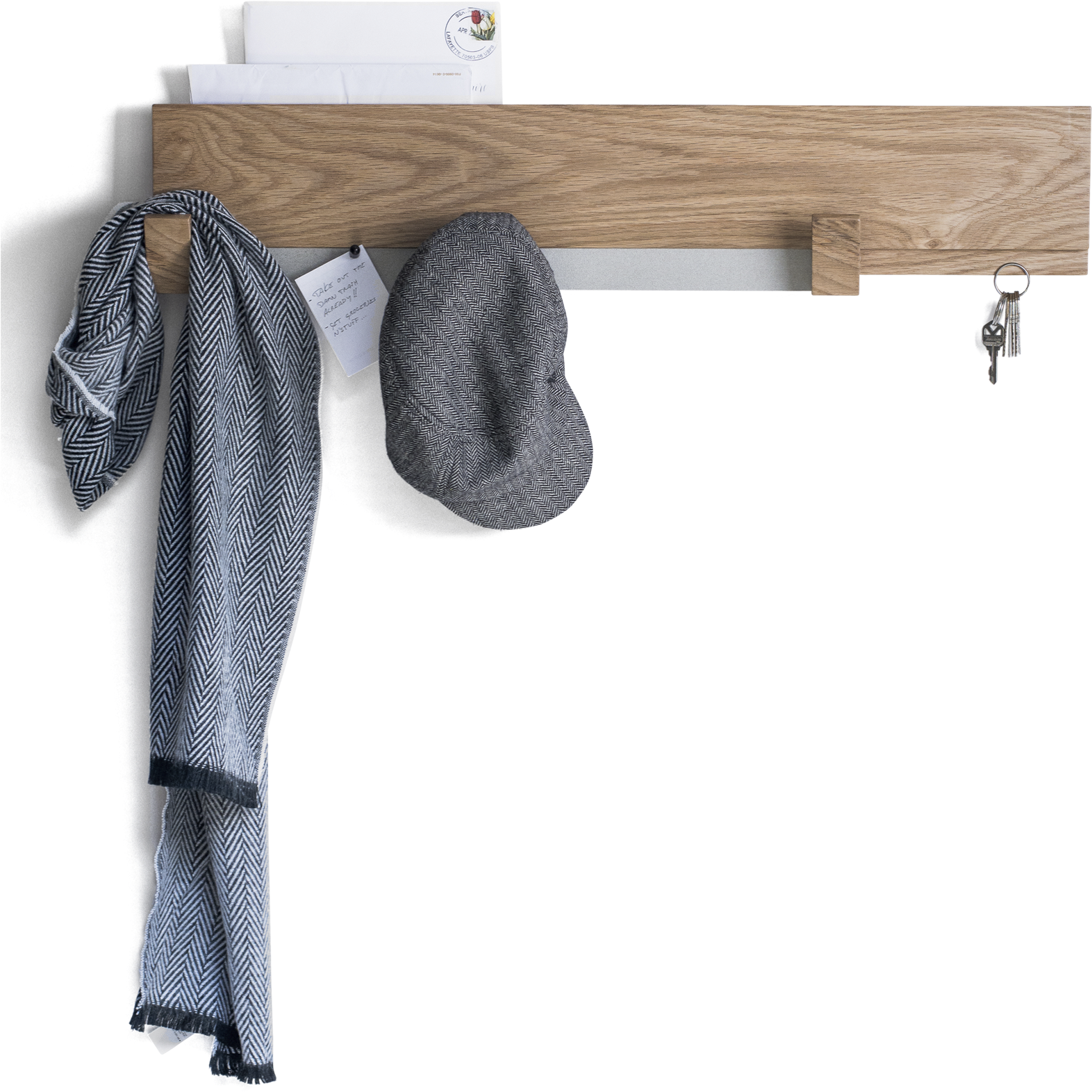 Entryway Wall Rack White Oak Wood - Oak (2000x2000), Png Download