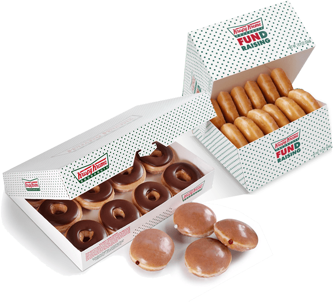 Krispy Kreme Fundraising - Krispy Kreme Doughnuts Box (666x596), Png Download