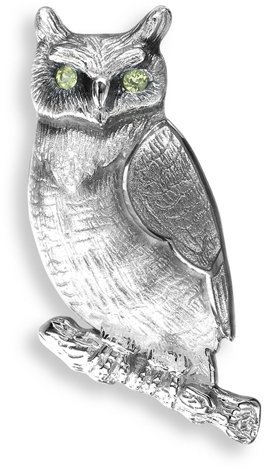Nicole Barr Designs Sterling Silver Brooch Owl Gray - Silver (800x800), Png Download