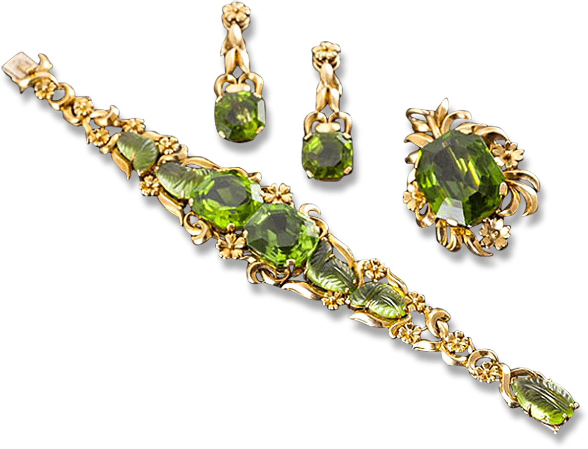 Peridot Retro Jewelry Suite - Jewellery (1250x1250), Png Download