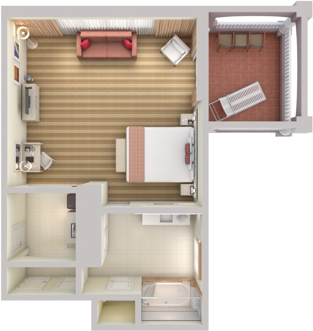 Ocean View Room 1 King Deluxe - Beds Png For Plan (1024x768), Png Download