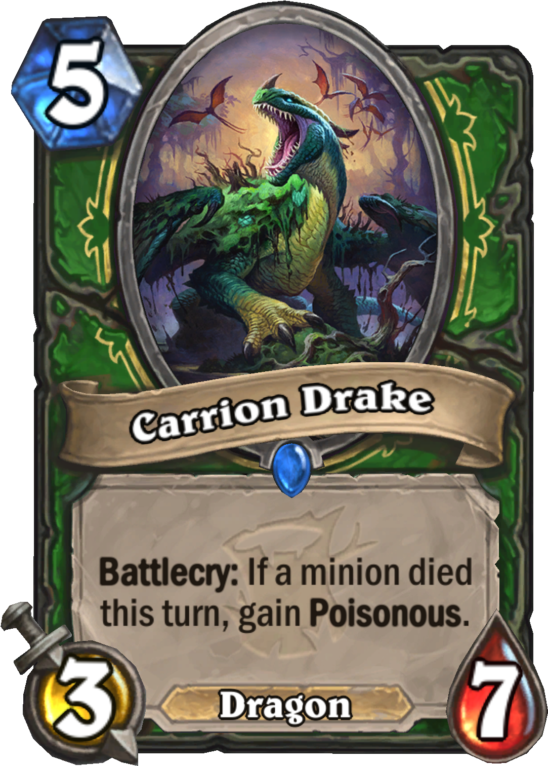 Carrion Drake Is One Of Several New Cards That Might - Carrion Drake Hearthstone (2000x2000), Png Download
