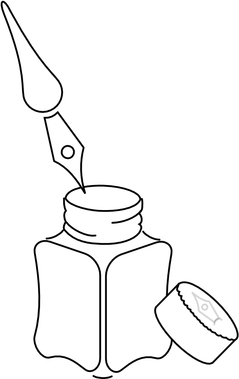 Rocket Tinta Y Pluma Tinta Black White Line Art 555px - Illustration (555x785), Png Download