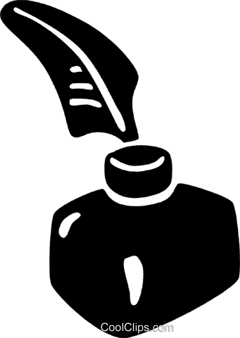 Pluma Pluma En Un Tintero Libres De Derechos Ilustraciones - Black Objects Clipart (341x480), Png Download