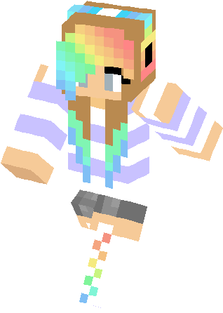 Girl Minecraft Skins Rainbow - Rainbow Girl Minecraft Skin Layout (317x453), Png Download