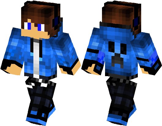 3. Cute Blue Hair Hoodie Minecraft Skin - wide 11