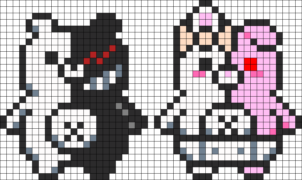 Monokuma And Monomi - Monokuma Pixel Art (988x589), Png Download