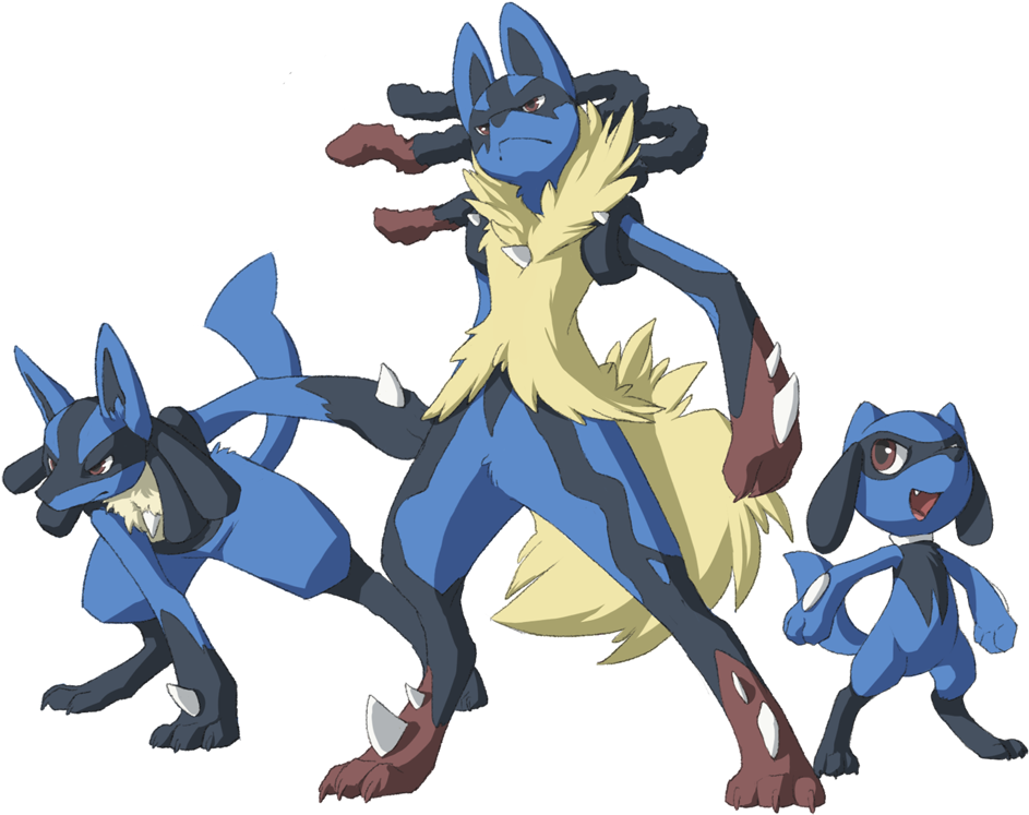 Lucario Mega Lucario Megalucario Riolu Pokemon Mewitti - Riolu Y Lucario Y Mega Lucario (1000x775), Png Download