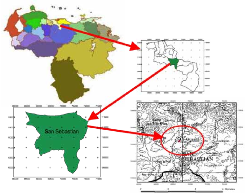 Mapa De La Ubicación De La Comunidad La Guama En El - Venezuela (850x655), Png Download