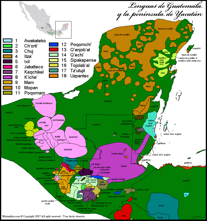 Guatemala - Mapa Linguistico De Belice (872x931), Png Download