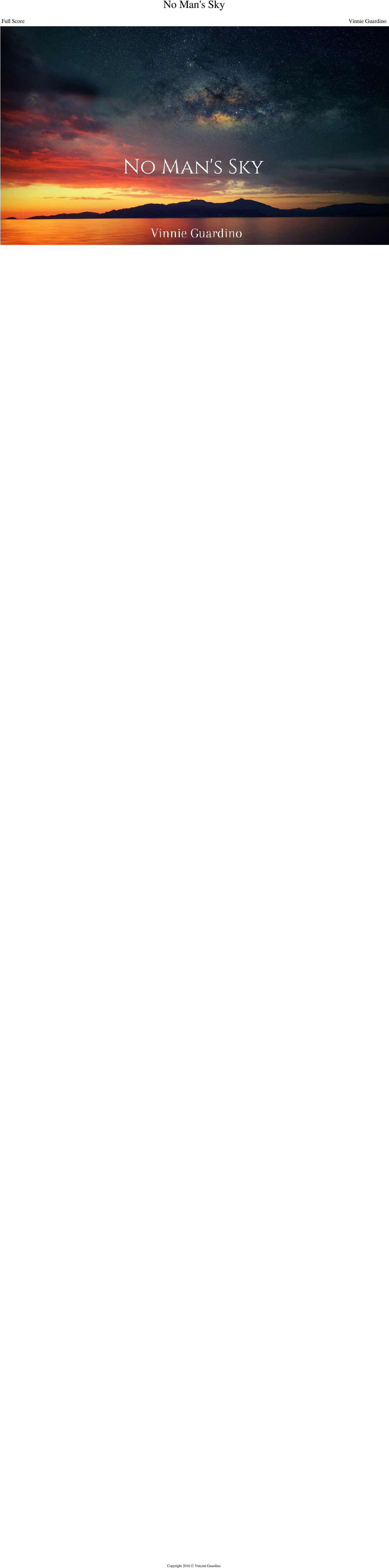 No Man's Sky Sheet Music Composed By Vinnie Guardino - Shirt (1181x4823), Png Download